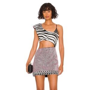 Retrofete Black and White One Shoulder Dress